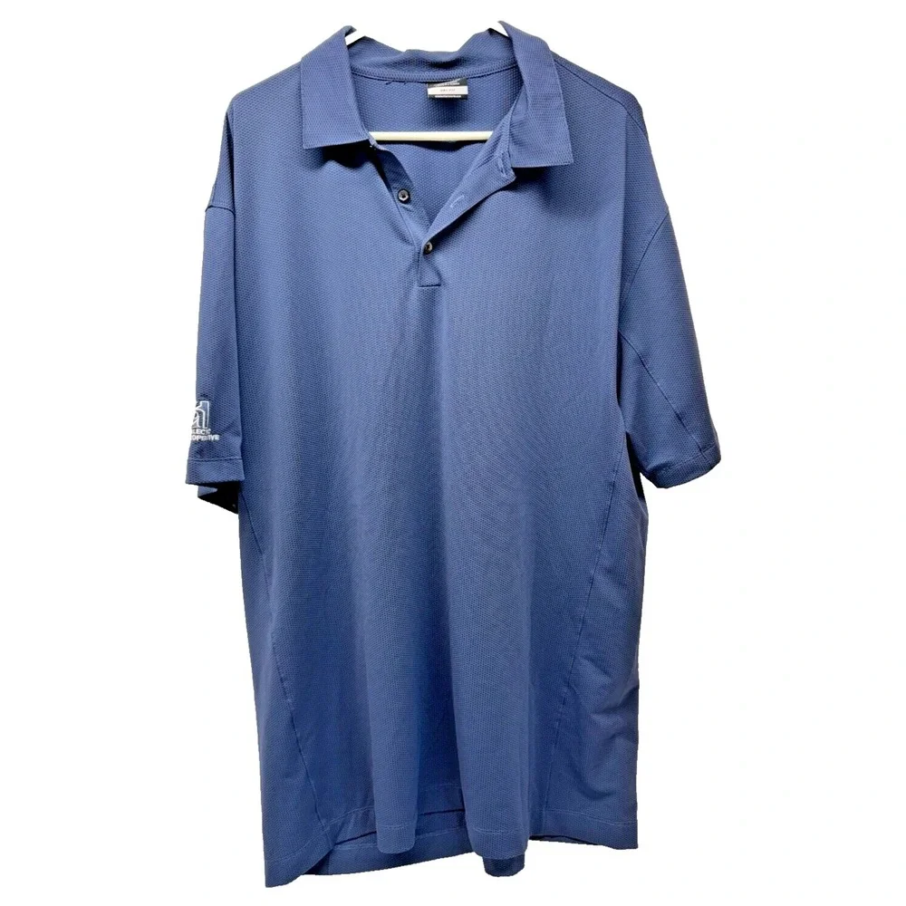 Nike Golf Polo Shirt Mens 2XL XXL Blue Dri Fit Blue Short Sleeve